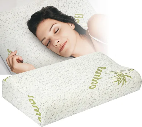 Vista 4 de iMounTEK Almohada de espuma viscoelástica transpirable de rayón de bambú con funda de almohada lavable, almohadas de primera calidad para dormir