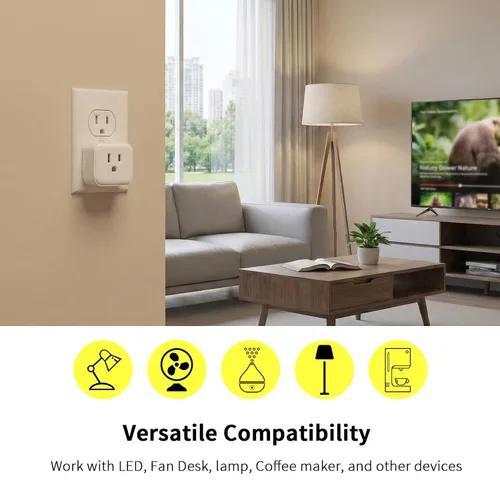 Vista 4 de Minoston Z-Wave MP21Z - Tomacorriente inteligente para enchufe de mini enchufe 800 Series, conector inteligente en mini enchufe, 15A, requiere hub
