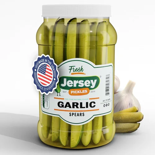 Vista 8 de Jersey Pickles - Lanzas de eneldo de ajo frescas (medio galón) - Fresco, apto para dieta cetogénica y perfecto para aperitivos, sándwiches