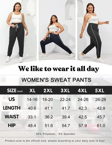 Vista 5 de FOREYOND Pantalones deportivos de talla grande para mujer, pantalones de yoga de pierna ancha, pantalones de entrenamiento de punto con cordón
