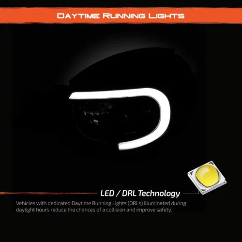Vista 4 de AKKON - Para Subaru Impreza Outback 2002 2003/RS/TS/WRX (tipo halógeno) LED DRL Negro Faros Par