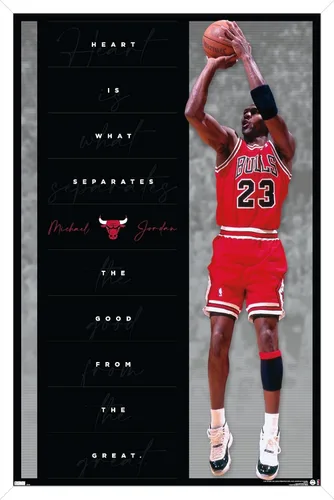 Vista 13 de Trends International Michael Jordan - Póster de pared de corazón, 22.4 pulgadas de largo x 14.7 pulgadas, versión enmarcada en madera de granero