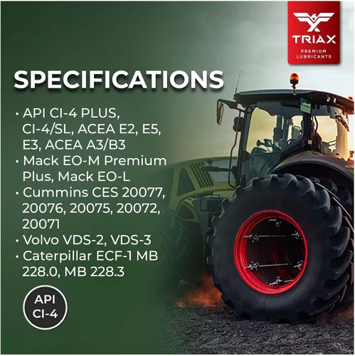 Vista 5 de TRIAX Agra Premium 15W-40 - Super Heavy Duty Diesel Engine Oil for Agricultural and Off-Road Construction Applications - API Licensed CI-4