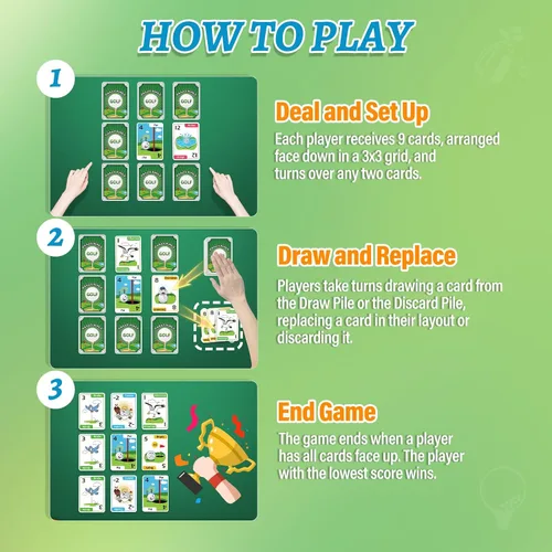 Vista 4 de Westant Crazy Nines - Juego de cartas de golf - Juegos de cartas divertidos para familiares, niños de 8 a 12 años y adultos, los juegos familiares