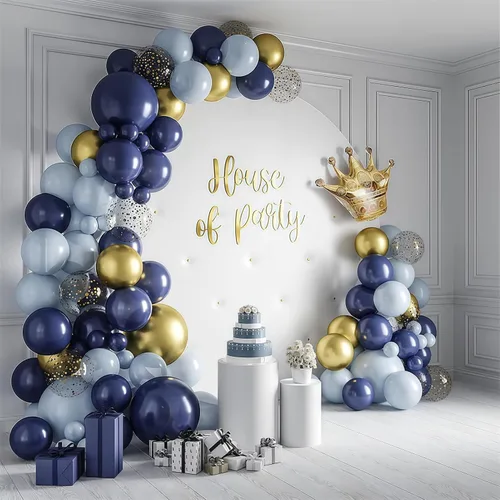 Vista 6 de Paquete de 100 globos de color azul marino de 12 pulgadas, cromados, redondos, helio, perla, azul oscuro, para decoración de bodas, cumpleaños