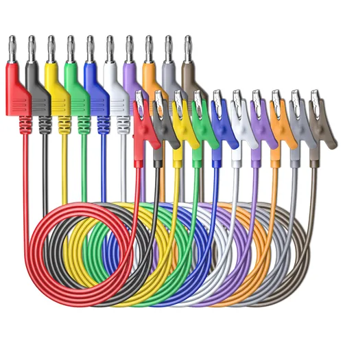 Vista 10 de Goupchn Stackabe Banana Plug to Alligator Clips Cables de prueba 5 colores Cables eléctricos flexibles suaves para pruebas eléctricas multímetro