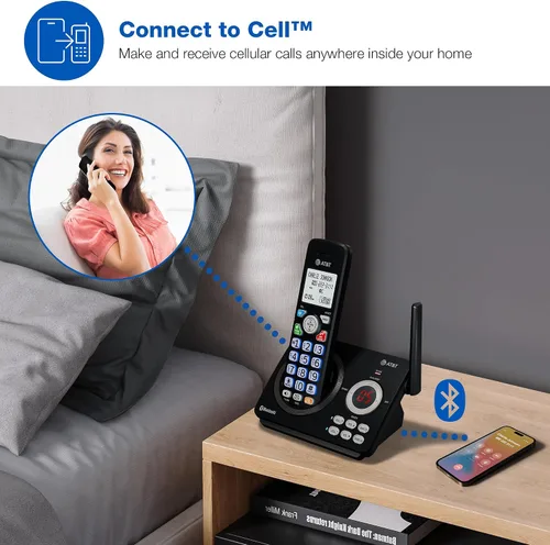Vista 3 de AT&T Teléfono inalámbrico DECT 6.0 - Bloqueador de llamadas inteligente, Bluetooth conecta a la celda, anuncio de identificación de llamadas