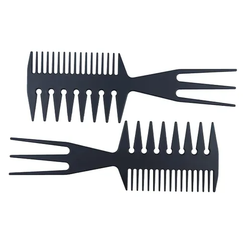 Vista 5 de Peines de pelo 3 en 1 con forma de hueso de cola de pez, desenredante, peine para colorear para peluqueros Mohawk Undercut Bowl Cut Quiff
