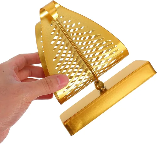 Vista 9 de ARTIBETTER Rustic Metal Napkin Holder Large Leaf Design Standing Tissue Dispenser with Gold Base for Kitchen Dining Table Farmhouse Decor