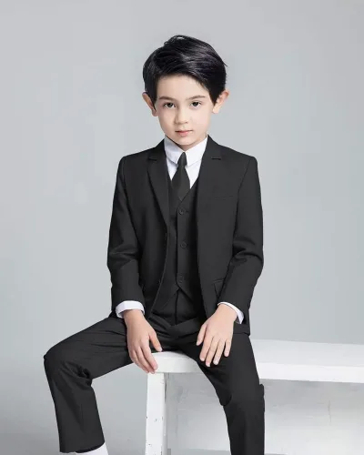 Vista 6 de YuanLu Trajes para niños 5 piezas Slim Fit Royal Blue Boy Suit
