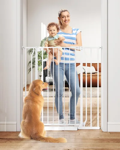Vista 8 de Puerta de bebé para escaleras sin taladrar, puerta para perros de 29 a 40 pulgadas con cierre automático para interiores Doorways & Stairs