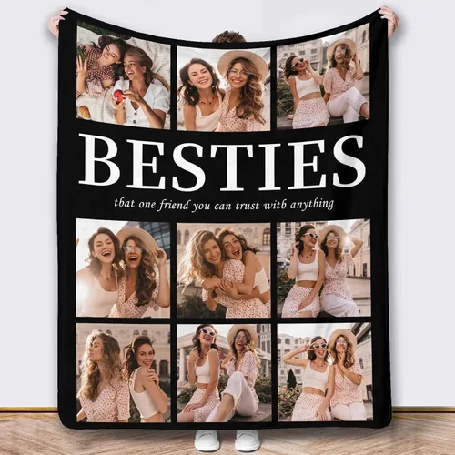 Vista 12 de Mantas de fotos personalizadas, 10 fotos personalizadas, mantas de imagen personalizadas, regalos para hermana, papá, mamá, hija, hijo