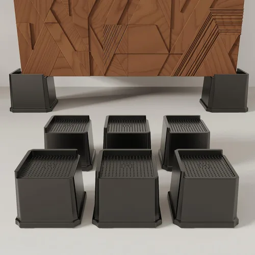 Vista 25 de Elevadores de Cama de 2 Pulgadas Resistentes Elevadores de Cama, Juego de 6 Eleva Hasta 2000 Libras Elevador de Muebles para Sofá y Mesa, Negro