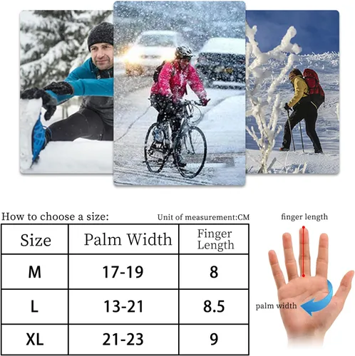 Vista 7 de ZZLOVE Guantes de invierno cálidos para pantalla táctil para hombres y mujeres, guantes de ciclismo impermeables y antideslizantes, resistentes al