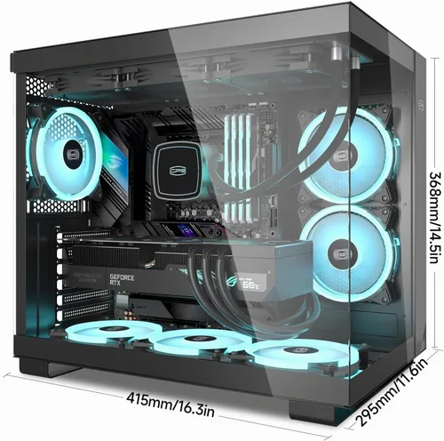 Vista 3 de PCCOOLER C3T500 ARGB Chasis para PC Mid Tower Escritorio Superior para PC Gaming para ATX/M-ATX/ITX con 6 Ventiladores ARGB, Diseño Sin Columnas