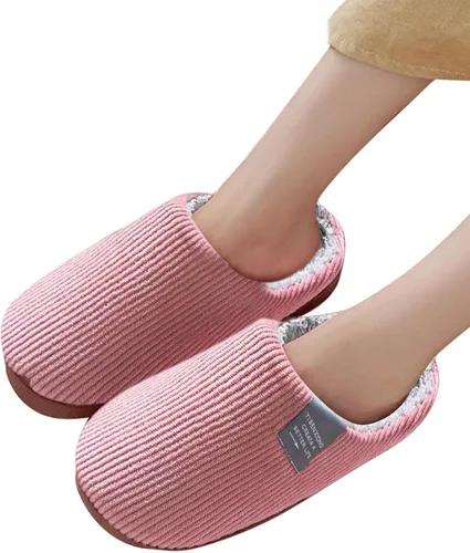 Vista 2 de NOLDARES Pantuflas de felpa con espuma viscoelástica, mullidas, antideslizantes, para mujer, de piel para interior, planas, para mujer