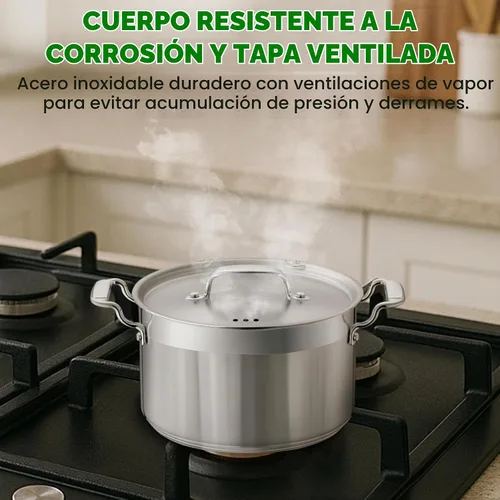 Vista 5 de NutriChef - Olla grande de acero inoxidable de 5 cuartos con tapa - 18/8 Grado alimenticio resistente, olla grande de acero inoxidable