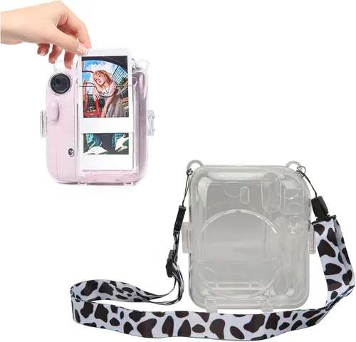 Vista 12 de ciciglow Funda protectora transparente para Mini 12, funda protectora de cámara rígida transparente para cámara instantánea con correa de hombro Azul