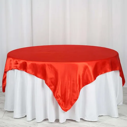Vista 60 de Efavormart Paquete de 5 Sobremanteles Cuadrados de Satén de 60" para Decoraciones de Mesa de Bodas, Catering y Fiestas, Cubierta de Mantel Negro