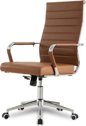 Vista 26 de Okeysen Office Desk Chair, Ergonomic Leather Modern Conference Room Chairs, Executive Ribbed Height Adjustable Swivel Rolling Chair for Home Office
