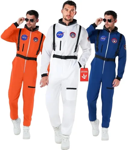 Vista 10 de Morph, Disfraz de astronauta para hombre, traje espacial, disfraces de Blanco