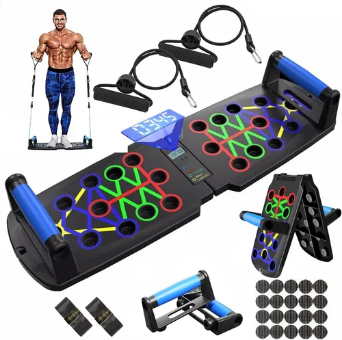 Vista 8 de Push Up Board with Smart Counter, Foldable Home Workout Equipment for Men, Portable Pushup Board with Non-Slip Handles for Chest, Shoulders, Back &