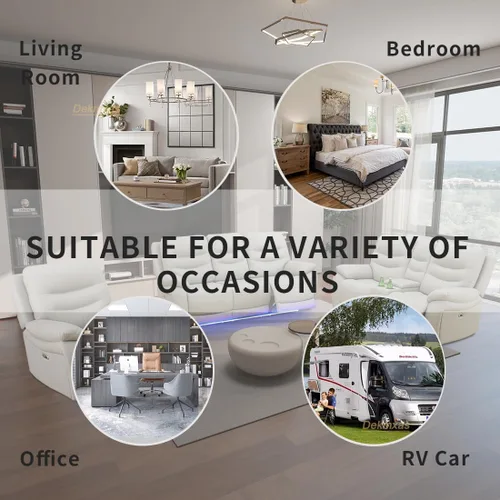 Vista 65 de Juego de sofá reclinable eléctrico, seccional de cuero transpirable beige, juego de muebles de sala de estar, 2 piezas, sofá reclinable eléctrico