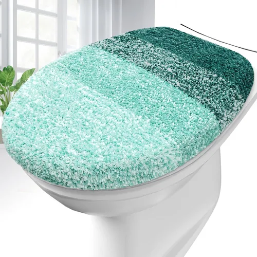 Vista 14 de OLANLY Funda de asiento de inodoro de microfibra suave para baño, cubiertas de asiento lavables a máquina, 17.5x15 pulgadas, con respaldo de goma