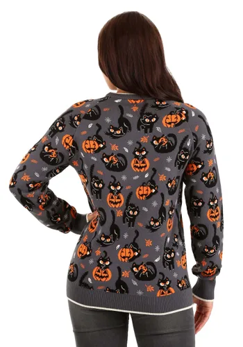 Vista 4 de Suéter de Halloween para Adultos Gato Peculiar Multicolor