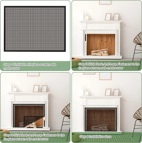 Vista 4 de Pantalla de Chimenea Malla Segura Puerta de Malla Pantalla a Prueba de Niños Barrera Protectora de Chimenea Existente Red Protectora Cubierta