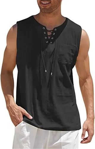 Vista 2 de XDTDRYRYU Tanque para hombre con cuello en V sin mangas de verano Tanques de pesca casual transpirable