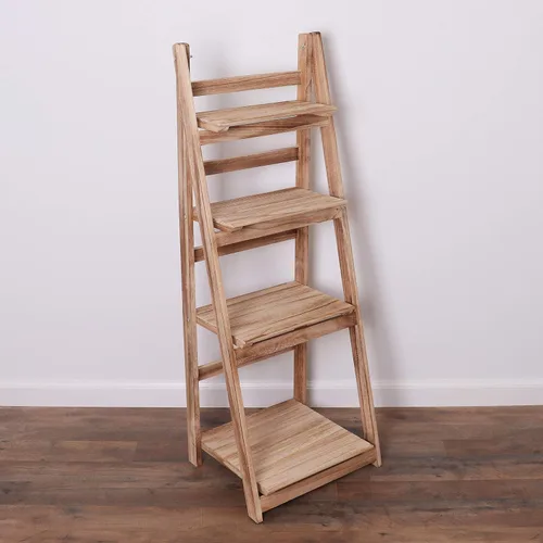 Vista 10 de Estante de escalera envejecido, estantería rústica inclinada para decoración del hogar (negro)