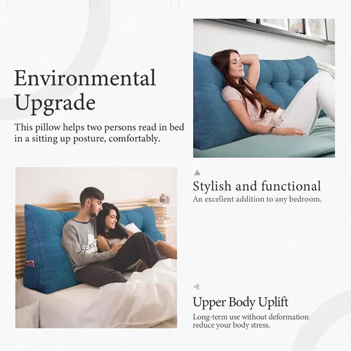 Vista 5 de Funda de almohada para cabecero, funda de almohada grande de cuña para cama, triangular, almohada de lectura, soporte de espalda, funda de almohada