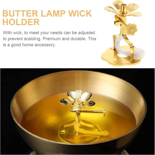 Vista 7 de DECHOUS 2 piezas de lámpara de aceite Soporte de mecha Estante de mecha Temple Pray Oil Candle Mechas Buddha Oil Lamp Parts Accesorios, pequeño
