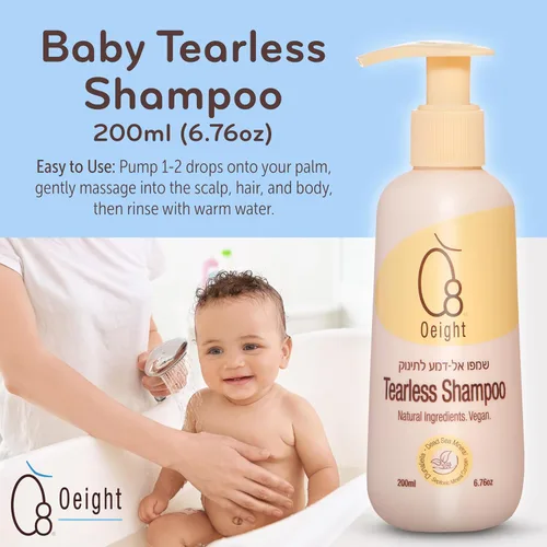 Vista 6 de Oeight Champú y gel de baño para bebés sin lágrimas 2 en 1, sin desgarros, hipoalergénico y dermatológicamente probado, 100% natural con manzanilla