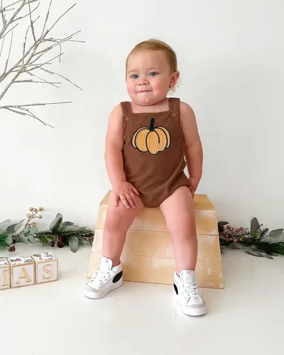 Vista 2 de Traje de Halloween para bebé recién nacido, overol sin mangas, con botones, ropa unisex de otoño