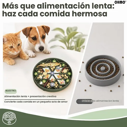 Vista 7 de OHMO Slow Feeder Dog Bowl, 5.9" Lick Mat for Dogs, Diamond, Camo Green verde (camo green)
