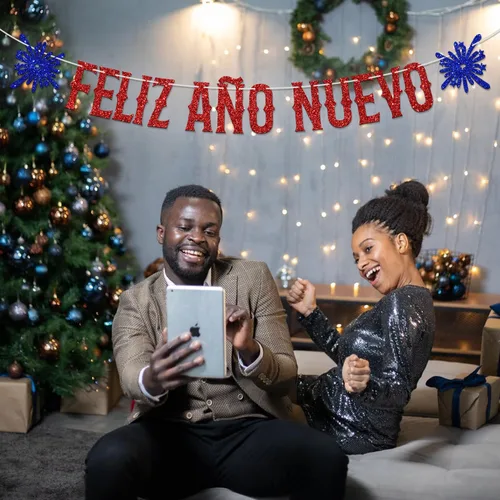 Vista 5 de Cartel de Feliz Anos Nuevo – Cartel de fiesta de Nochevieja en español 2026, Hello 2026, Cheers to 2026, suministros de decoración de fiesta