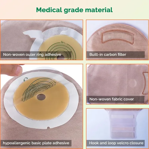 Vista 3 de 20 bolsas de colostomía de una pieza, suministros de ostomía, corte máximo de 2.362 in para adaptarse a bolsas drenables con cierre para ileostomía