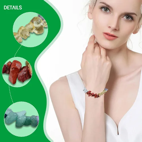 Vista 9 de Natural Gemstone Bracelets, Natural Crystal Chip Bead Bracelet, Natural Gemstone Chakra Crystal Healing Stretch Bracelets, Jewelry Accessories
