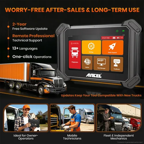 Vista 8 de ANCEL V6HD - Escáner de camión resistente, herramienta de diagnóstico diésel de sistema completo con pruebas bidireccionales, regen DPF y más de 40