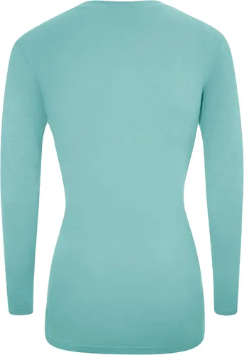 Vista 2 de Natural Uniforms - Camiseta de manga larga con cuello en V para mujer, para usar debajo de la ropa quirúrgica Aguamarina