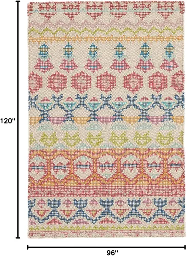 Vista 3 de Dash & Albert Stony Brook Alfombra geométrica multicolor hecha a mano, 7'6"x9'6