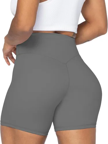 Vista 2 de Sunzel - Shorts de tiro alto para ciclista, sin costuras frontales, para mujer, a prueba de sentadillas, para yoga, entrenamiento, gimnasio, ciclismo