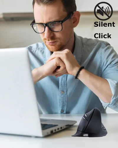 Vista 2 de Ratón inalámbrico ergonómico (Bluetooth+USB) Modo dual vertical silencioso portátil multidispositivo Ergo vertical túnel carpiano ratones