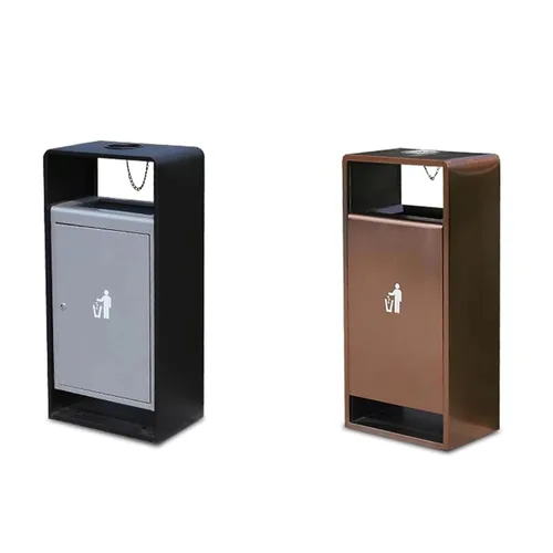 Vista 3 de Botes de basura rectangulares de acero inoxidable para exteriores, papeleras comerciales para centros comerciales, oficinas, hoteles, exteriores