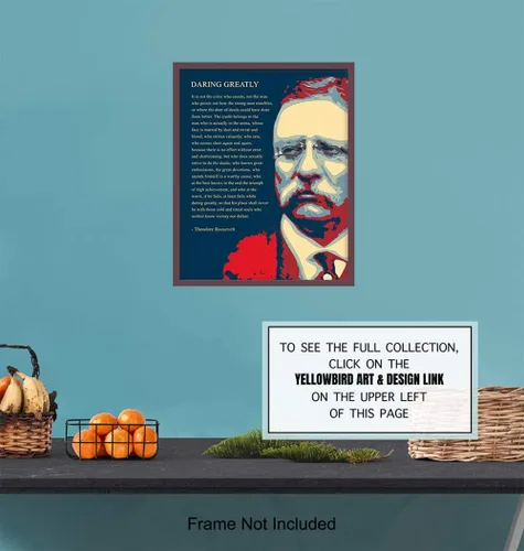 Vista 6 de Póster de Arte de Pared con Cita Inspiracional de Teddy Roosevelt - Poema Motivacional Atreverse Grandemente - Regalo para Emprendedores