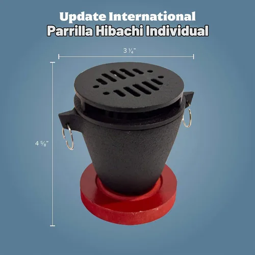 Vista 2 de Update International Juego Hibachi de hierro fundido, negro, 3 - 3/8 pulgadas x 4.5 pulgadas