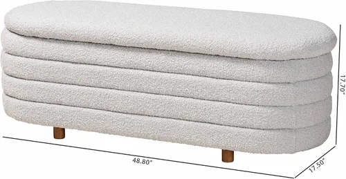 Vista 13 de Baxton Studio Betiana Modern Japandi - Banco de almacenamiento de madera con acabado marrón nogal Gris claro/marrón nogal