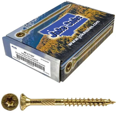 Vista 267 de 8 x 1 revestimiento exterior recubierto de bronce, tornillo de madera multiusos compatible con ACQ, cabeza plana Torx/Star Drive de 1 libra, 288